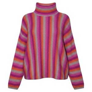Lumière Multicolor Striped Mock Neck Cropped‎ Sweater – Large
